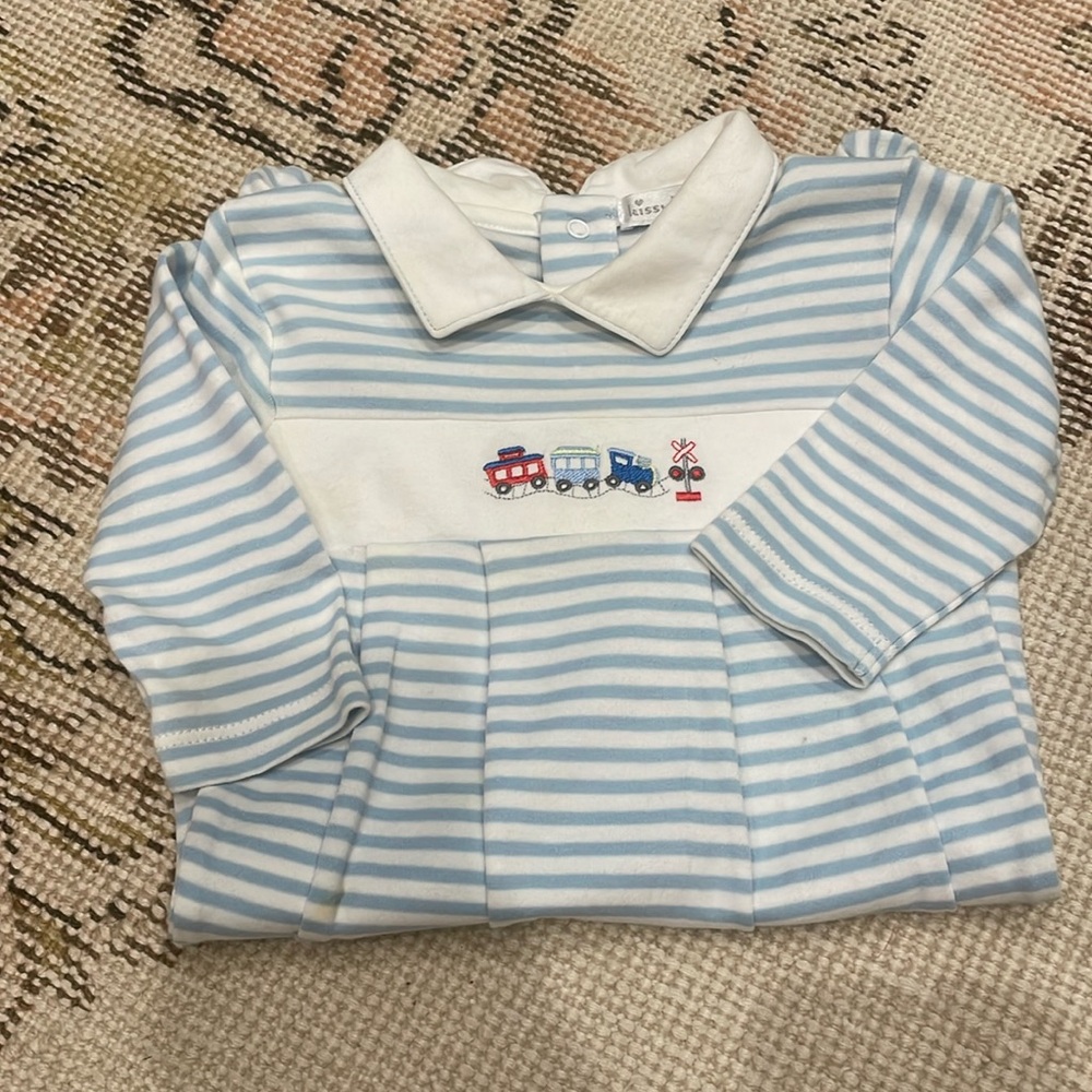 3-6M KISSY KISSY footed outfit with train detail